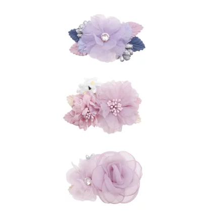 3Pcs Baby Girls Princess Purple Flower Hairpin